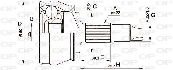 OPEN PARTS Шарнирный комплект, приводной вал CVJ5346.10